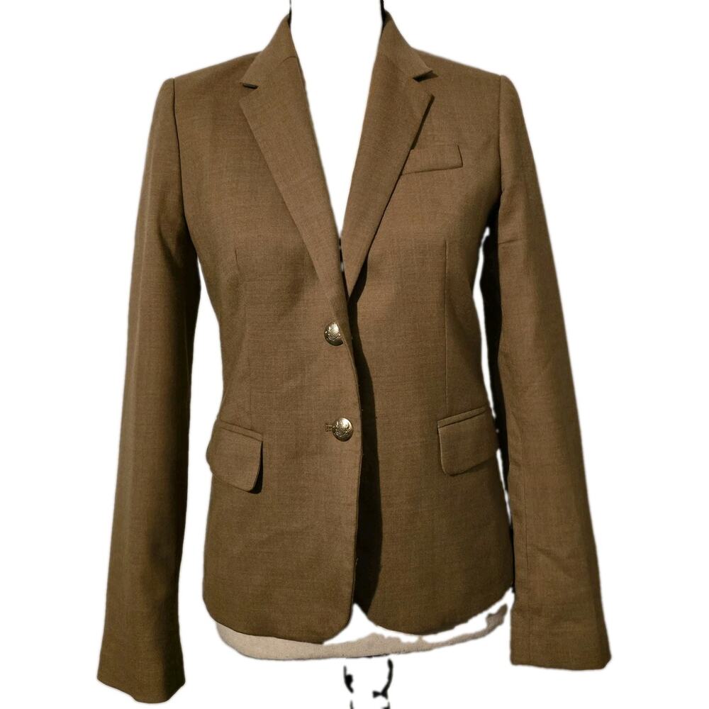 J.Crew Women's Schoolboy Blazer Jacket Size 4 Wool Blend Camel
